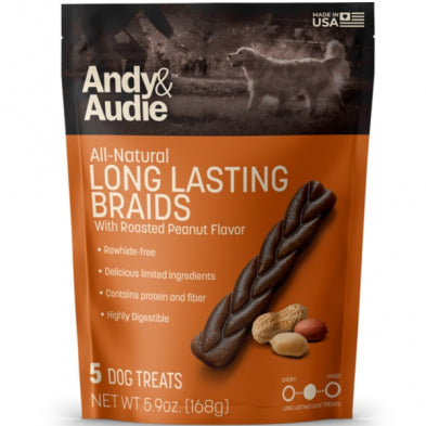 Andy & Audie Long-Lasting Chew Braids  Roasted Peanut 5.9oz