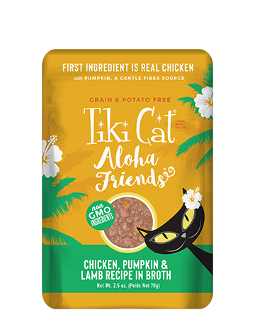 Tiki Aloha Cat Food Pouch 2.5oz Chicken Pumpkin Lamb