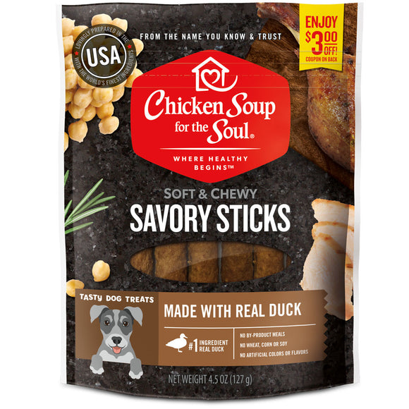 Chicken Soup Savory Sticks Duck Dog Treats 4.5oz