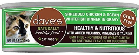 Dave's Shredded Chicken & Ocean Whitefish Dinner in Gravy Wet Cat Food 2.8 oz