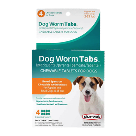 Durvet Dog Dewormer Tabs Small Dog 4 ct