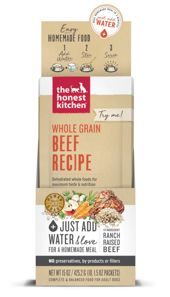 The Honest Kitchen Whole Grain Pouch 1.5oz Beef
