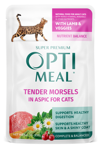 Optimeal Tender Morsels 3oz Grain Free Cat Pouch Lamb Veggies