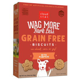 Cloud Star Wag More Bark Less Crunchy Grain Free Dog Treats, Pumpkin, 14 oz. Box