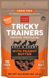 Cloud Star Tricky Trainers Soft & Chewy Grain Free Dog Treats, Peanut Butter, 5 oz. Pouch
