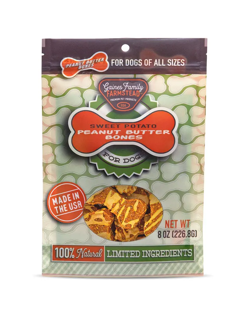 Gaines Sweet Potato Bone Peanut Butter Coated Dog Treat 8 Oz