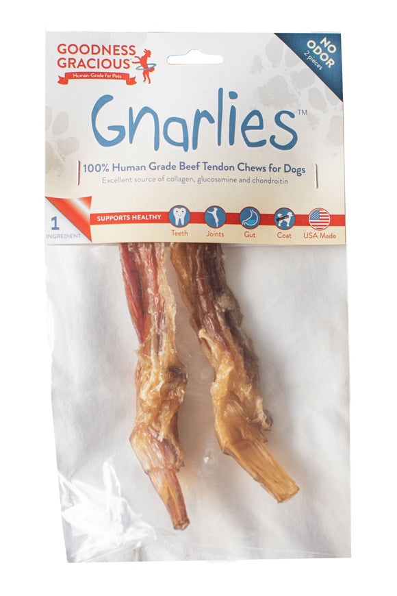 Goodness Gracious Gnarlies Beef Tendon Chews Dog Treats 2pk