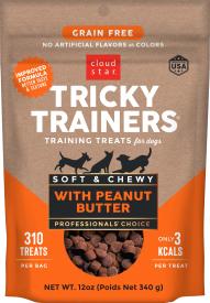 Cloud Star Tricky Trainers Soft & Chewy Grain Free Dog Treats, Peanut Butter, 12 oz. Pouch