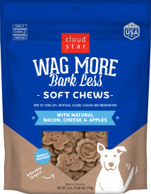 Cloud Star Wag More Bark Less Soft Chews Dog Treats, Bacon, Cheese, & Apples, 6 oz. Pouch