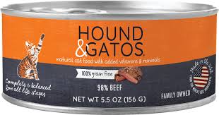 Hound & Gatos Wet Cat Food 98% Beef 5.5 oz can