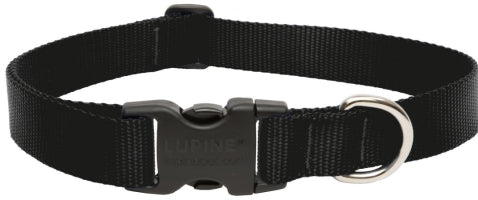 Lupine Collars and Leads 27553 1  x 16 -28  Adjustable Black Collar For Medium and Large Dogs