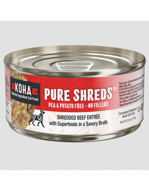 Koha Pure Shreds Cat Food Beef Entree 2.8 oz single