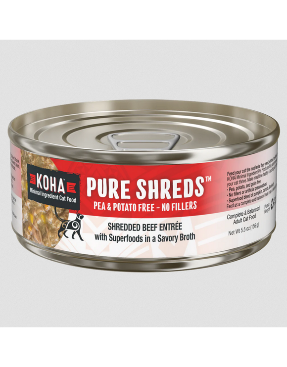 Koha Pure Shreds Cat Food Beef Entree 5.5 oz single