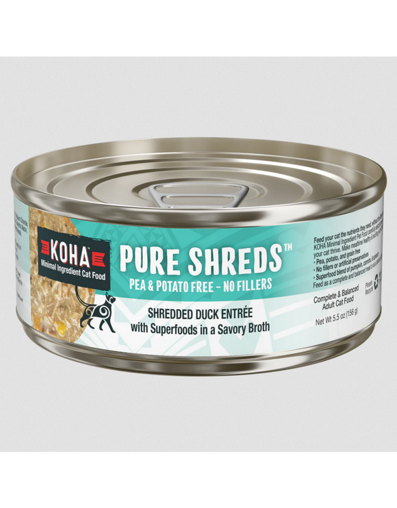 Koha Pure Shreds Cat Food Duck Entree 5.5 oz single