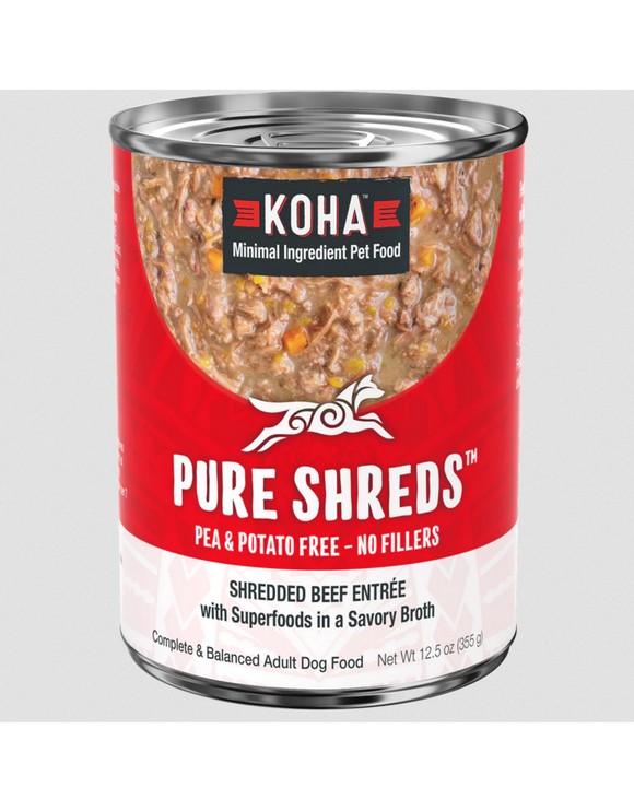 Koha Pure Shreds Dog Food Beef Entree 12.5 oz single