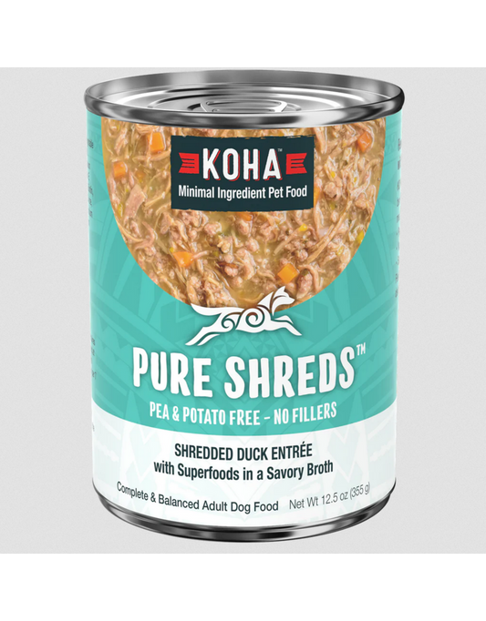 Koha Pure Shreds Dog Food Duck Entree 12.5 oz single