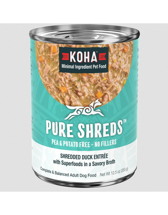 Koha Pure Shreds Dog Food Duck Entree 12.5 oz single