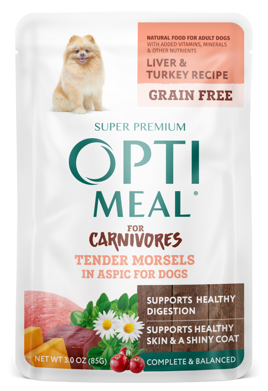 Optimeal Tender Morsels 3oz Grain Free Dog Pouch Liver Turkey