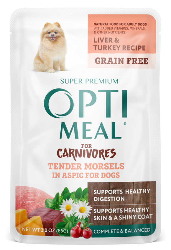 Optimeal Tender Morsels 3oz Grain Free Dog Pouch Liver Turkey