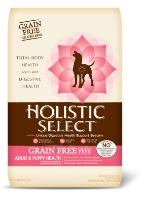 Holistic Select Natural Grain Free Dry Dog Food Adult & Puppy Salmon Anchovy & Sardine  24lb