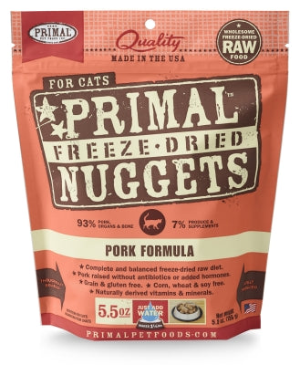 Primal Pet Foods Nuggets Grain-Free Pork Formula Freeze Dried Cat Food, 5.5 oz