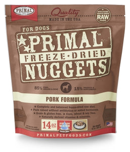 Primal Pet Foods Nuggets Grain-Free Pork Formula Freeze Dried Dog Food, 14 oz