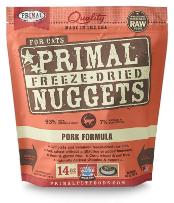 Primal Pet Foods Nuggets Grain-Free Pork Formula Freeze Dried Cat Food  14 oz