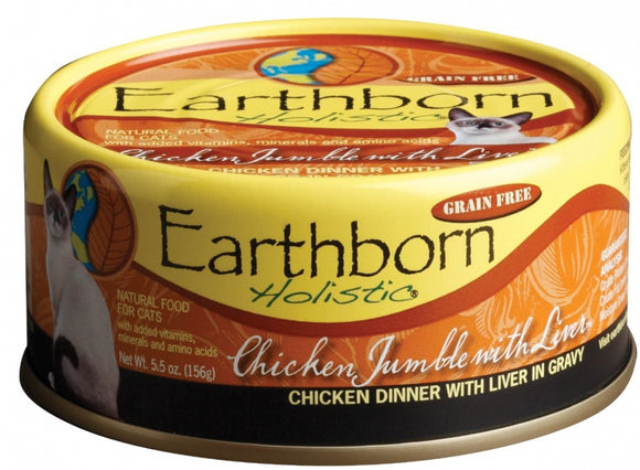 Earthborn Holistic Grain Free Chicken Jumble With Liver Canned Cat Food, 5.5 oz