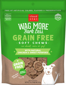 Cloud Star Wag More Bark Less Soft Chews Grain Free Dog Treats, Chicken & Sweet Potato, 5 oz. Pouch