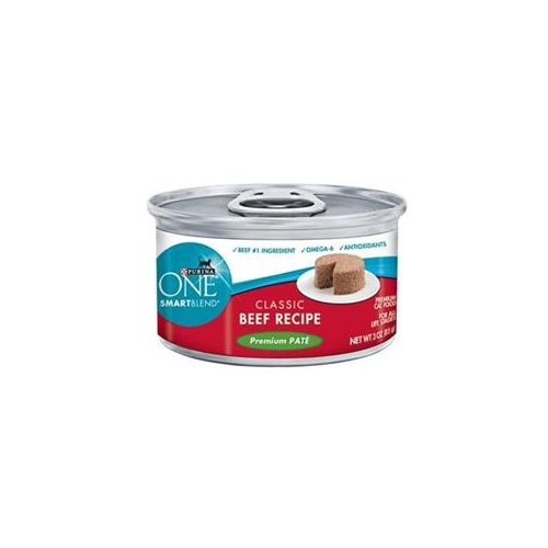 Purina ONE Natural, High Protein, Grain Free Pate Wet Cat Food, Beef Recipe, 3 oz. Pull-Top Can