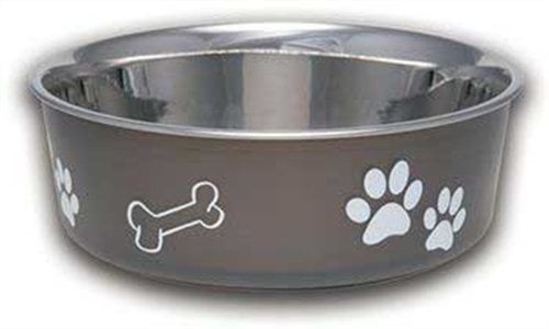 Loving Pet Products Pawprints and Bones Bella Bowl Dog Bow  Small  Black