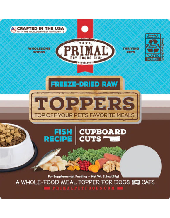 Primal Cupboard Cuts Freeze Dried Raw Dog Food Topper Fish, 3.5 oz - Dog & Cat Food Topper and Meal Mixer