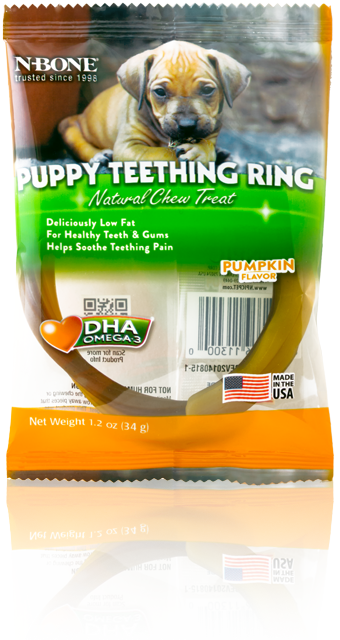 N-Bone Dental Treat Puppy Teething Rings Pumpkin SINGLES IW 1.2 oz
