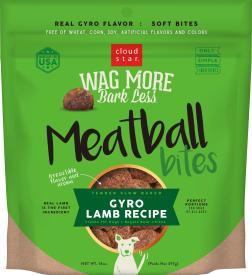 Cloud Star Wag More Bark Less Grain Free Meatball Bites Dog Treats, Gyro Lamb Recipe, 14 oz