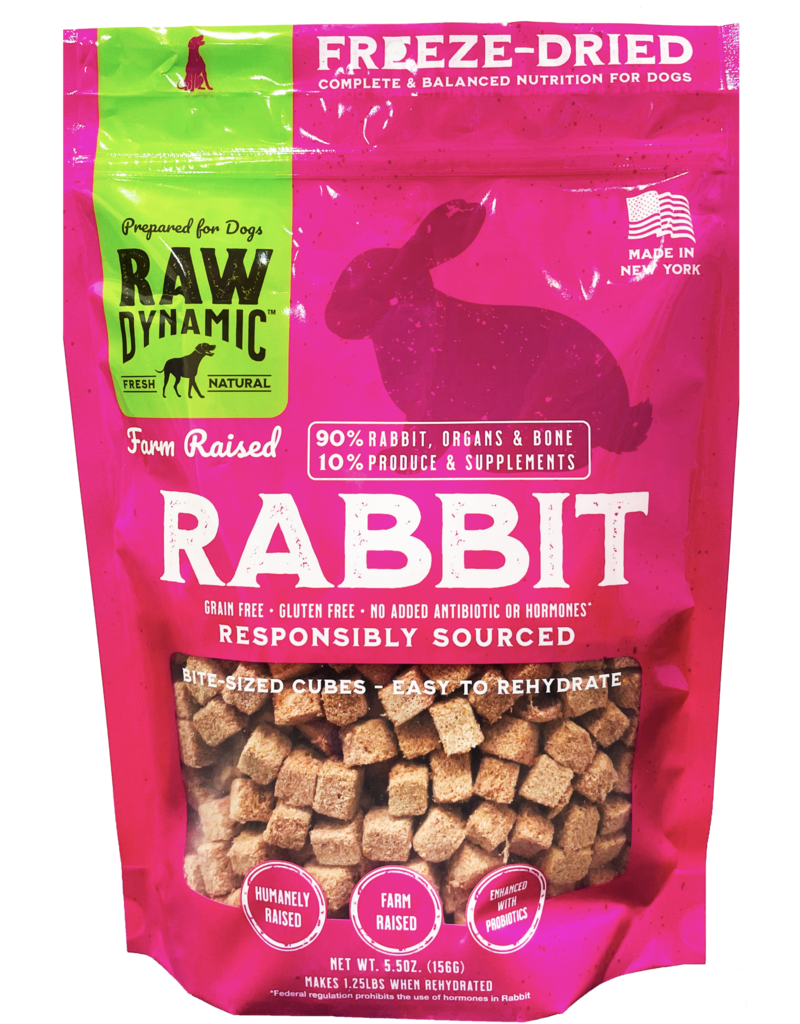Raw Dynamic Freeze Dried Dog Food Farm Raised Rabbit Cubes 5.5 oz ...