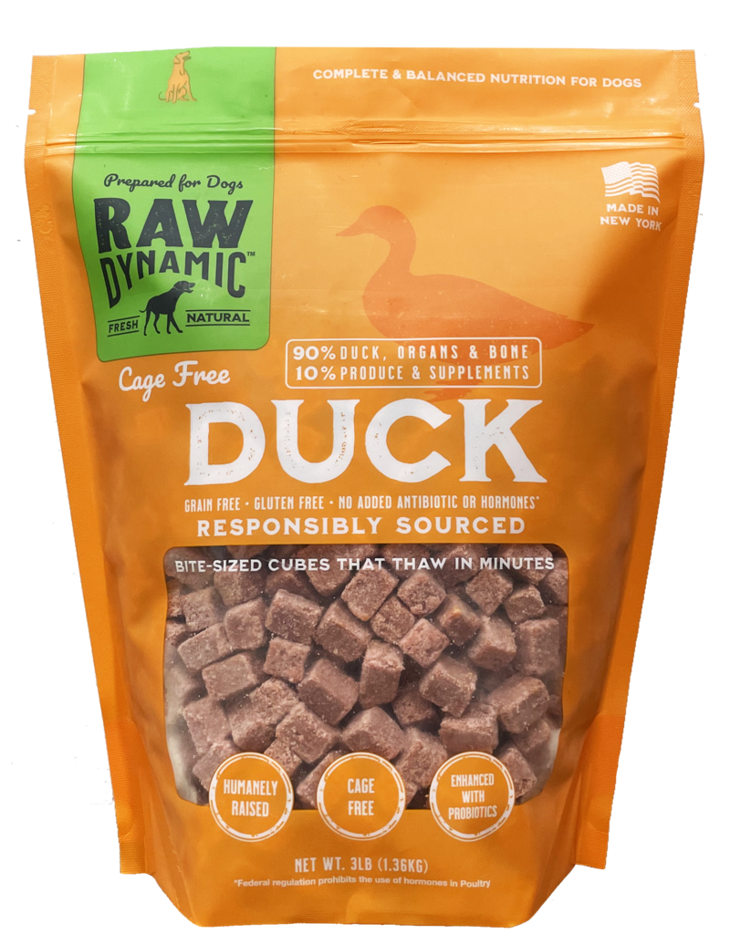 Raw Dynamic Frozen Raw Dog Food Cage Free Duck Cubes 3 lb