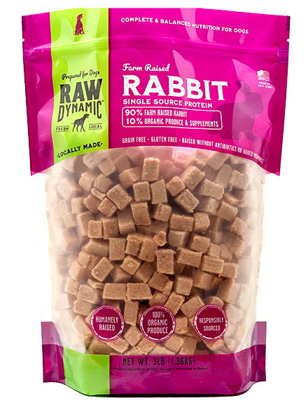 Raw Dynamic Frozen Dog Food Cubes Rabbit 6lb