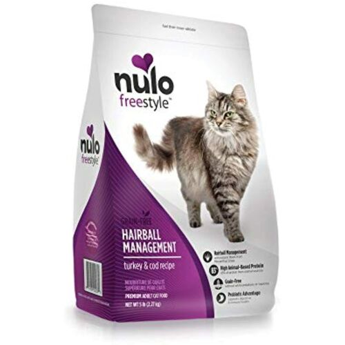 Nulo Freestyle Grain-Free Hairball Recipe Turkey & Cod Dry Cat Food, 5 lb