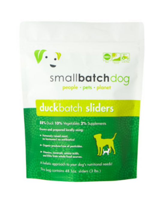 Small Batch Frozen Dog Food 1oz Sliders Duck 3lb