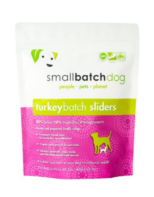 Small Batch Frozen Dog Food 1oz Sliders Turkey 3lb