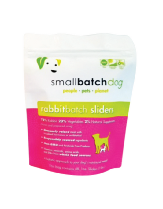 Small Batch Frozen Dog Food 1oz Sliders Rabbit 3lb