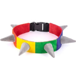 P.L.A.Y. Spiked! Rainbow Plush Collar Medium