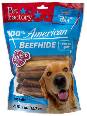 Pet Factory 100% Beef Hide Chip Rolls Dog Chews (18 Count)