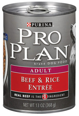 Purina Pro Plan High Protein Dog Food Wet Pate  Beef and Rice Entree  13 oz. Can