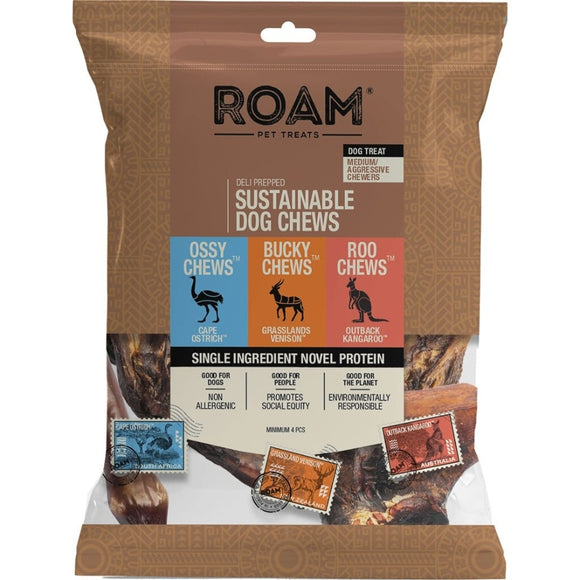 Roam Ossy Chews Medium Exotic Protein Sampler 4pk