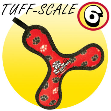 Tuffy Junior Boomerang Red Paw  Durable Squeaky Dog Toy