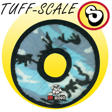 Tuffy Junior Ring Camo Blue  Durable Squeaky Dog Toy