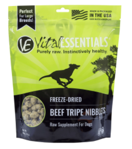 Vital Essentials Freeze-Fried Beef Tripe Nibblets Raw Supplement For Dogs 14oz